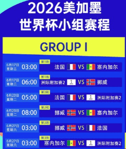 2026世界杯小组赛抽签结果